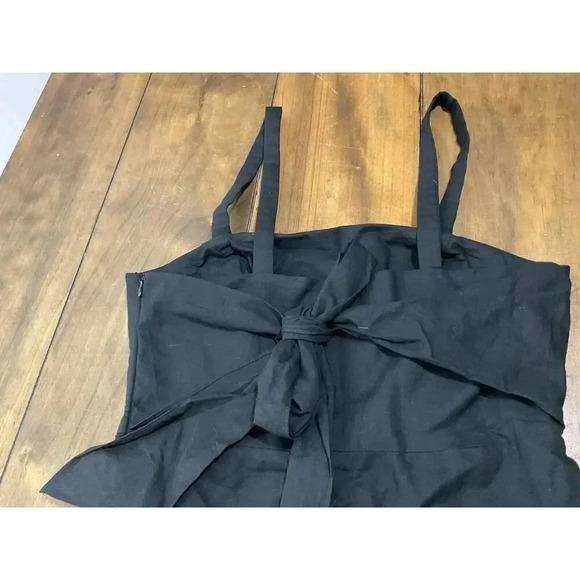 Lulu’s Louetta Black Button Down Linen Mini Dress With Bow Accent Size Medium - Picture 11 of 11